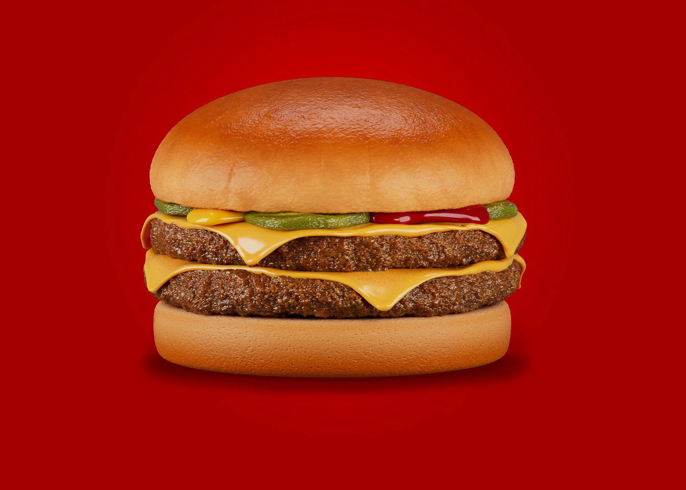 Advertising-style cheeseburger visualization